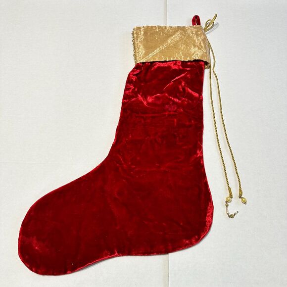 Mark Roberts Red Beaded Christmas Rayon Silk Polyester Stocking - Picture 2 of 15